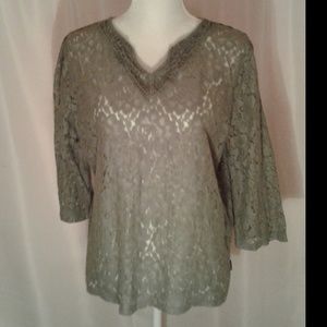 CHICO's Womens 3 Olive Green overlay